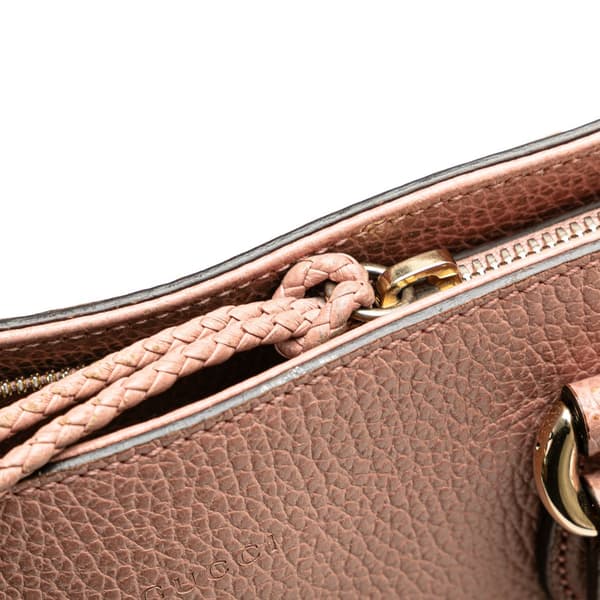Pre-owned Gucci Leather Bamboo Tassel Satchel Pink
