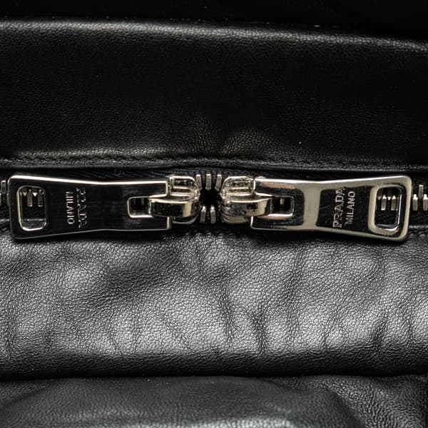 Pre-owned Prada Nappa Trimmed Tessuto Satchel Black
