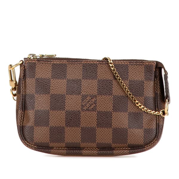 Pre-owned Louis Vuitton Damier Ebene Mini Pochette Accessoires Brown