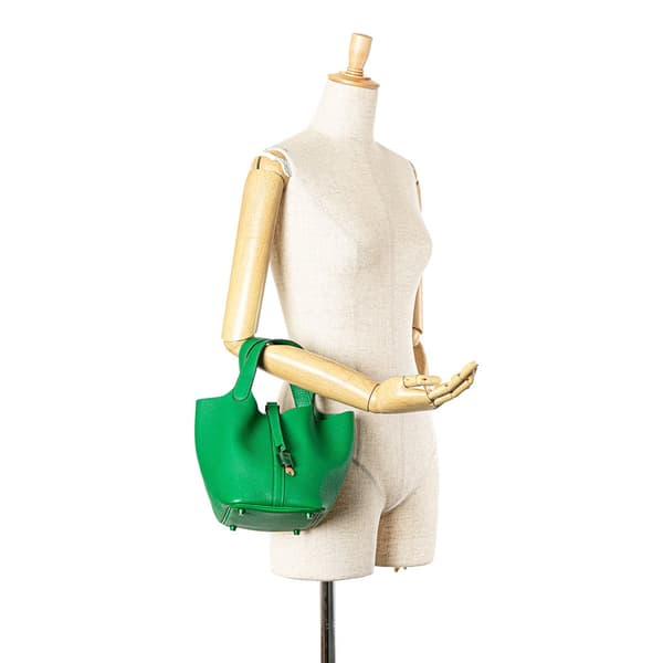 Pre-owned Hermès Clemence Picotin Lock 18 Green