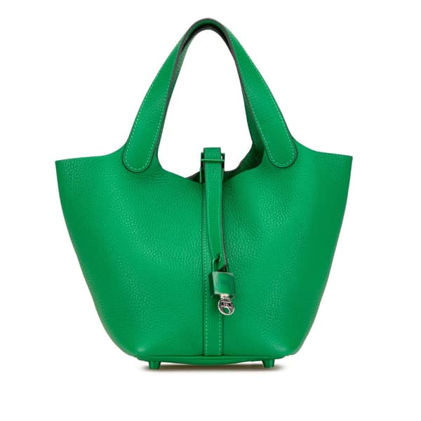 Pre-owned Hermès Clemence Picotin Lock 18 Green