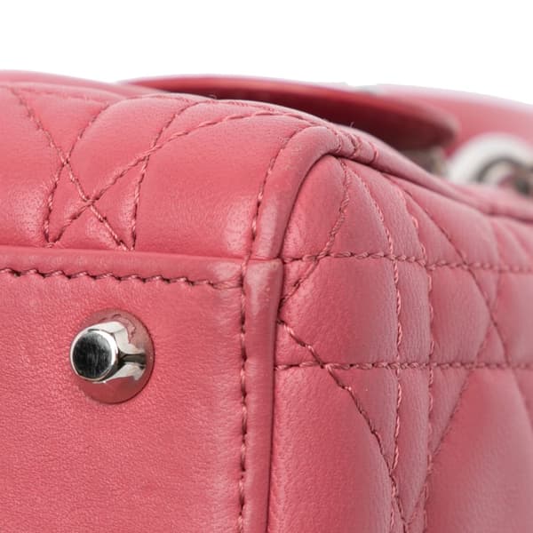Pre-owned Dior Mini Lambskin Cannage Lady Dior Pink