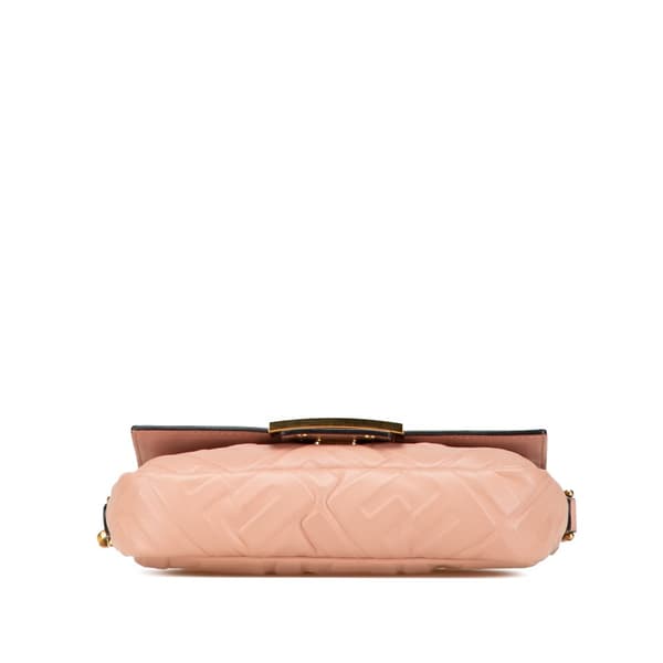 Pre-owned Fendi Mini Embossed Zucca Baguette Satchel Pink