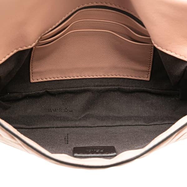 Pre-owned Fendi Mini Embossed Zucca Baguette Satchel Pink
