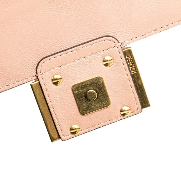 Pre-owned Fendi Mini Embossed Zucca Baguette Satchel Pink