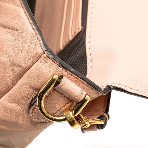 Pre-owned Fendi Mini Embossed Zucca Baguette Satchel Pink