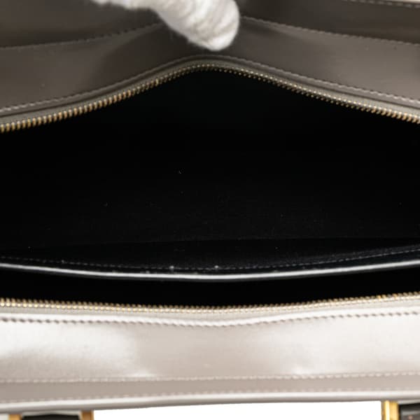 Pre-owned Saint Laurent Medium Leather Monogram Uptown Satchel Gray