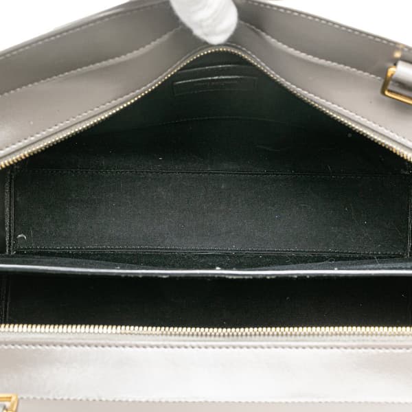 Pre-owned Saint Laurent Medium Leather Monogram Uptown Satchel Gray