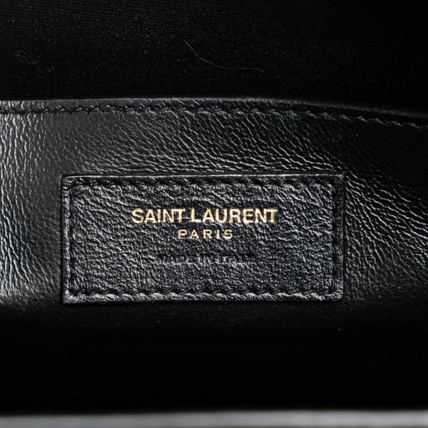 Pre-owned Saint Laurent Medium Leather Monogram Uptown Satchel Gray