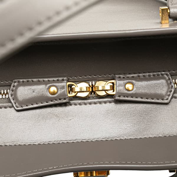 Pre-owned Saint Laurent Medium Leather Monogram Uptown Satchel Gray