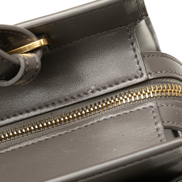 Pre-owned Saint Laurent Medium Leather Monogram Uptown Satchel Gray