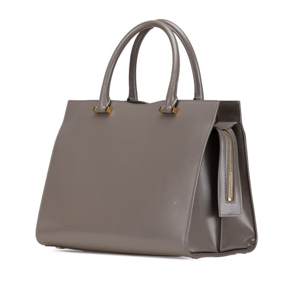 Pre-owned Saint Laurent Medium Leather Monogram Uptown Satchel Gray