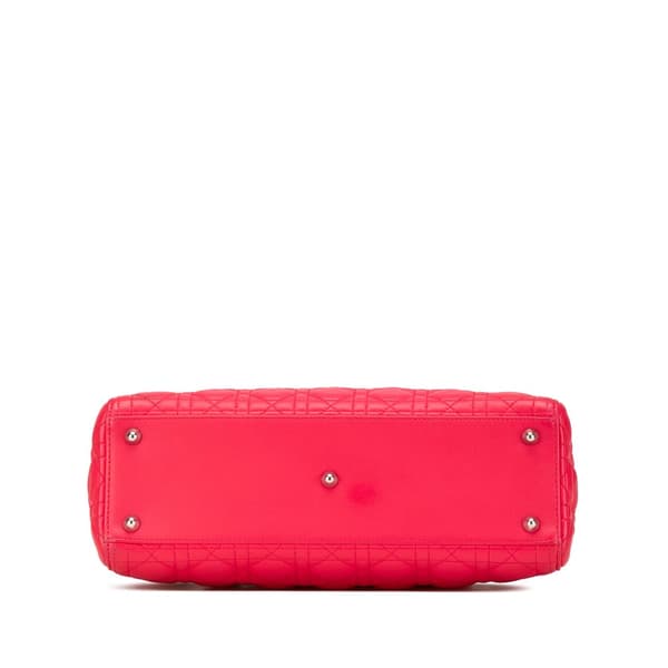 Pre-owned Dior Large Lambskin Cannage Lady Dior Pink