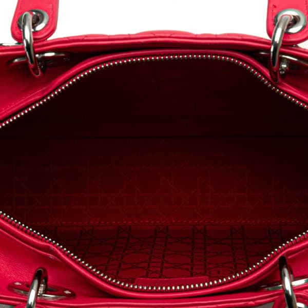 Pre-owned Dior Large Lambskin Cannage Lady Dior Pink