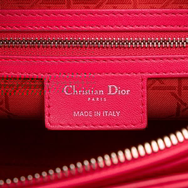 Pre-owned Dior Large Lambskin Cannage Lady Dior Pink