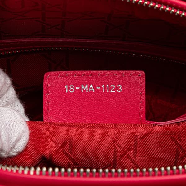 Pre-owned Dior Large Lambskin Cannage Lady Dior Pink