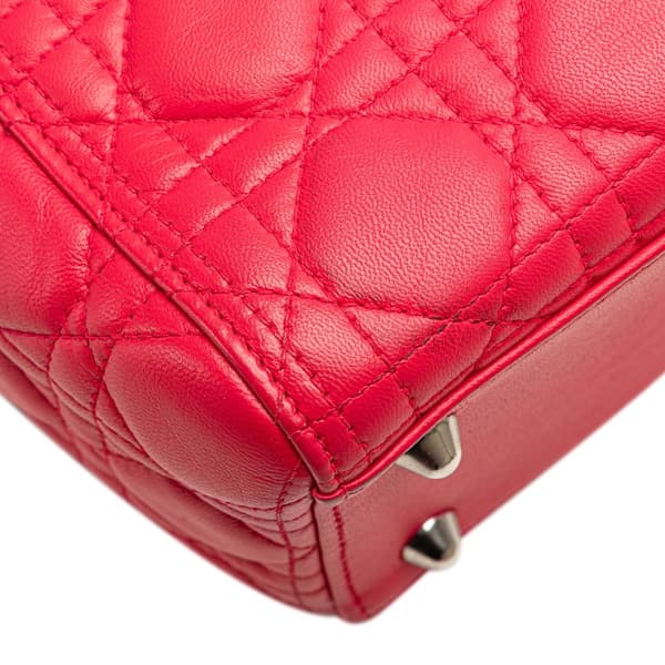 Pre-owned Dior Large Lambskin Cannage Lady Dior Pink