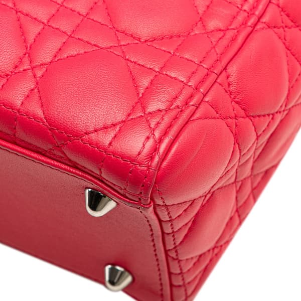 Pre-owned Dior Large Lambskin Cannage Lady Dior Pink