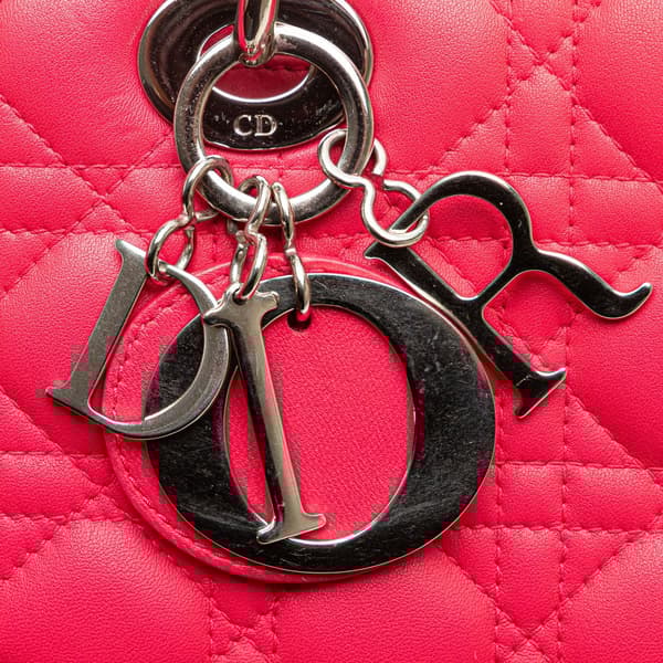 Pre-owned Dior Large Lambskin Cannage Lady Dior Pink