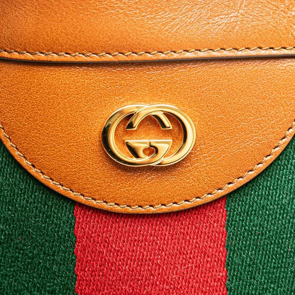 Pre-owned Gucci Large Canvas Web Satchel Brown