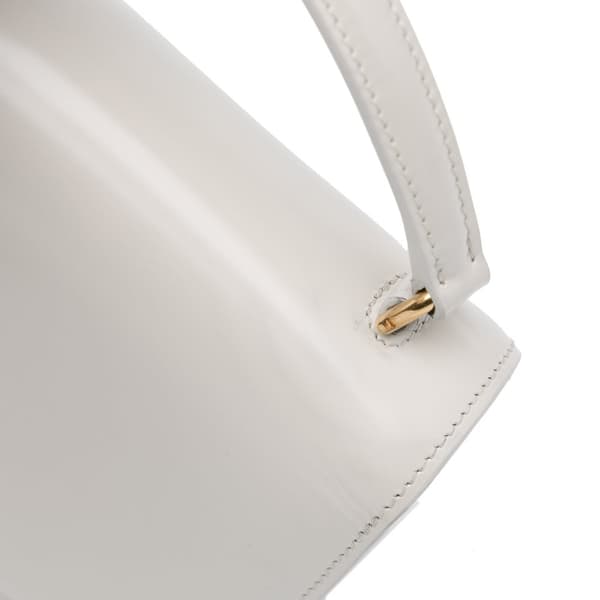 Pre-owned Celine Mini Patent Besace Clea Satchel White