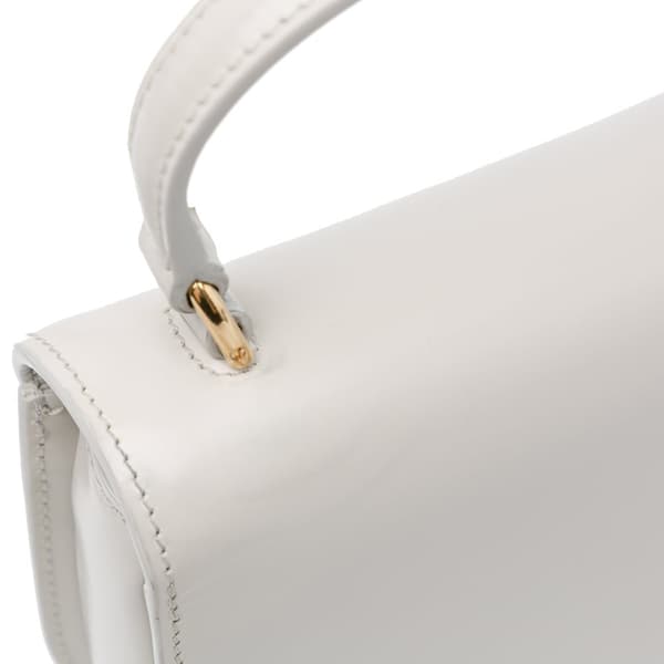 Pre-owned Celine Mini Patent Besace Clea Satchel White