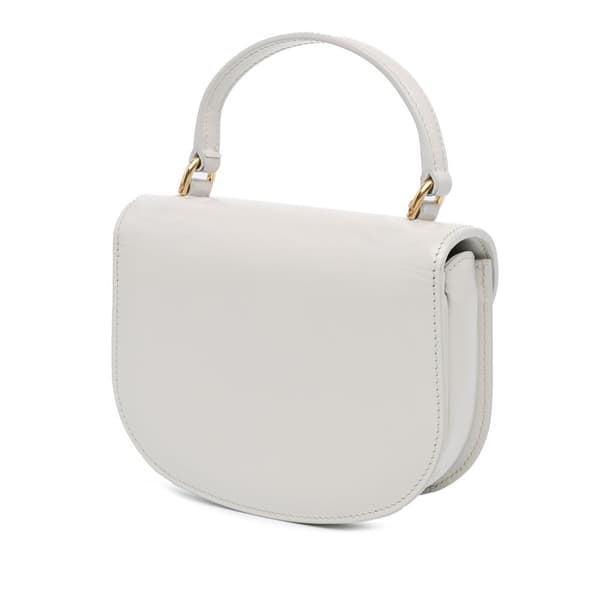 Pre-owned Celine Mini Patent Besace Clea Satchel White