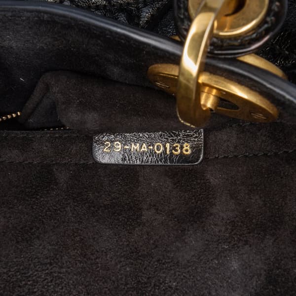 Pre-owned Dior Small Crinkled Patent Cannage My ABCDior Lady Dior Black
