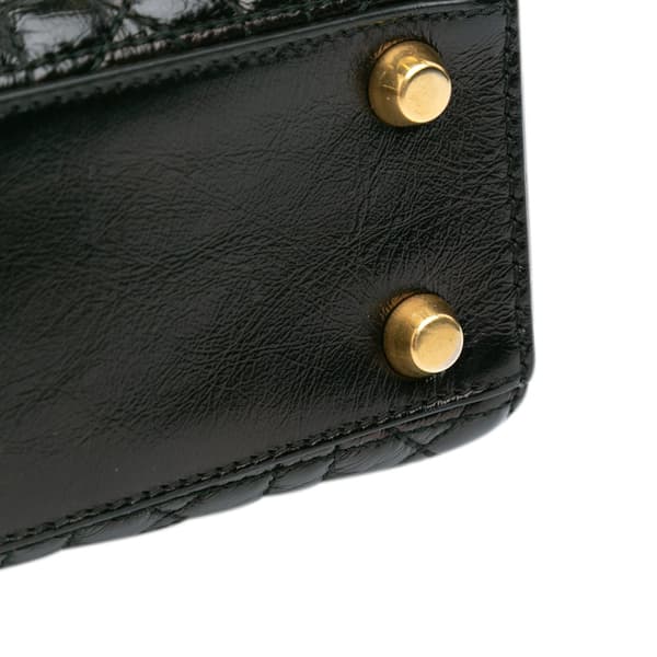 Pre-owned Dior Small Crinkled Patent Cannage My ABCDior Lady Dior Black