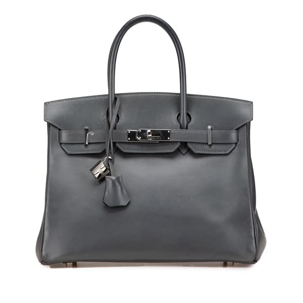 Pre-owned Hermès Box Calf Birkin Retourne 30 Gray