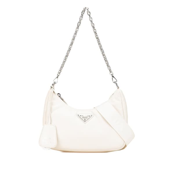 Pre-owned Prada Nappa Soft Padded Re Edition 2005 Satchel White