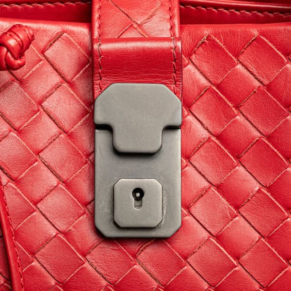 Pre-owned Bottega Veneta Mini Nappa Intrecciato Roma Satchel Red