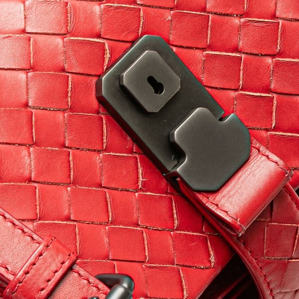 Pre-owned Bottega Veneta Mini Nappa Intrecciato Roma Satchel Red