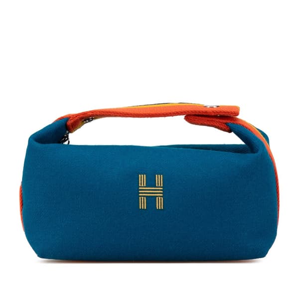 Pre-owned Hermès Small Toile Bride A Brac Blue
