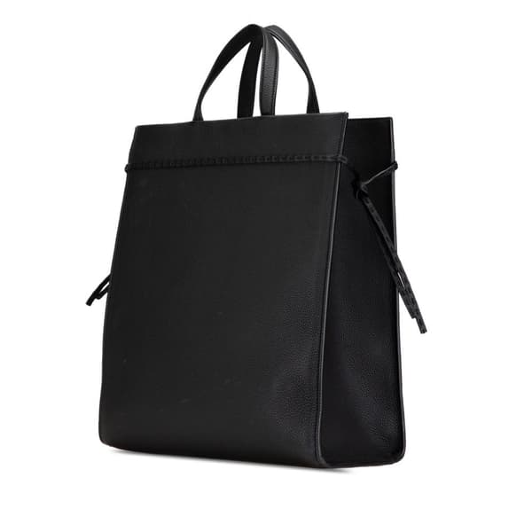 Pre-owned Fendi Medium Leather Roma Go To Shopper Satchel Black