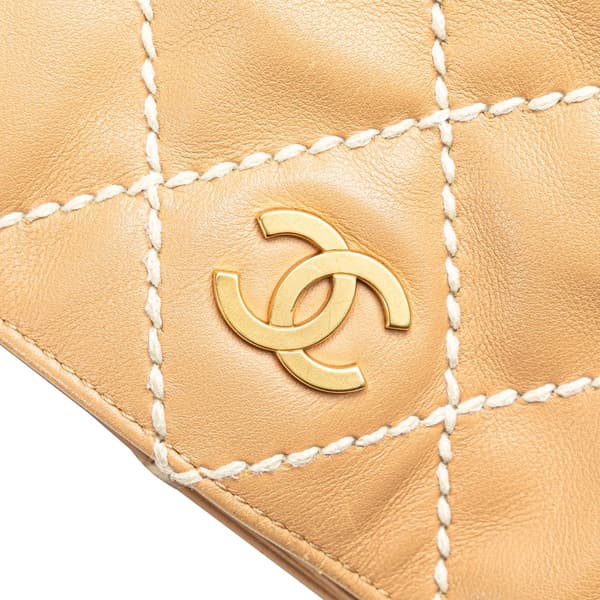 Pre-owned Chanel CC Wild Stitch Calfskin Handbag Brown