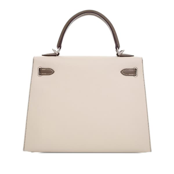 Pre-owned Hermès Special Order Bicolor Epsom Kelly II Sellier 25 White