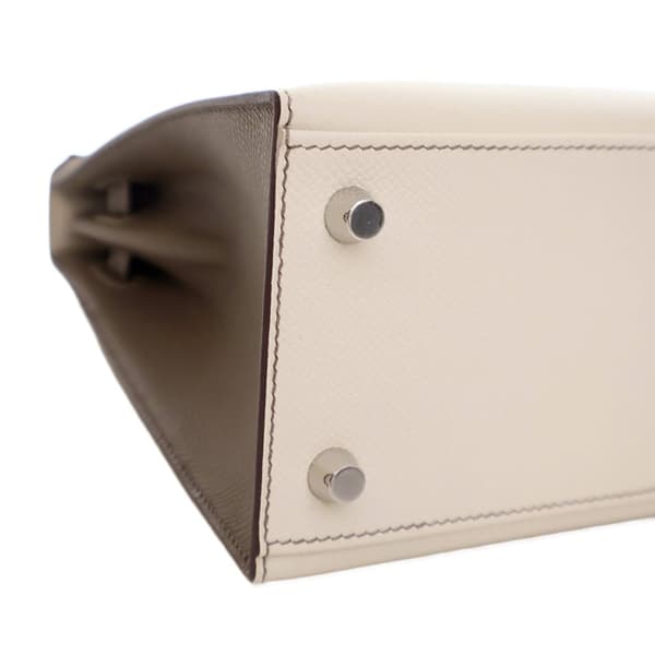 Pre-owned Hermès Special Order Bicolor Epsom Kelly II Sellier 25 White