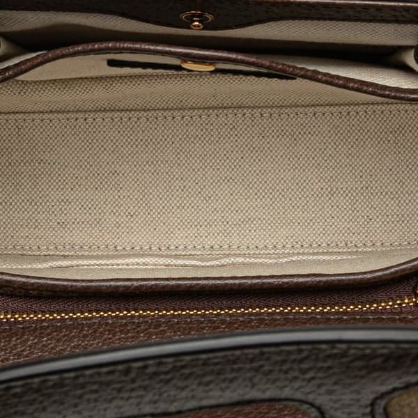 Pre-owned Gucci Small Jumbo GG Canvas Bamboo 1947 Top Handle Bag Brown