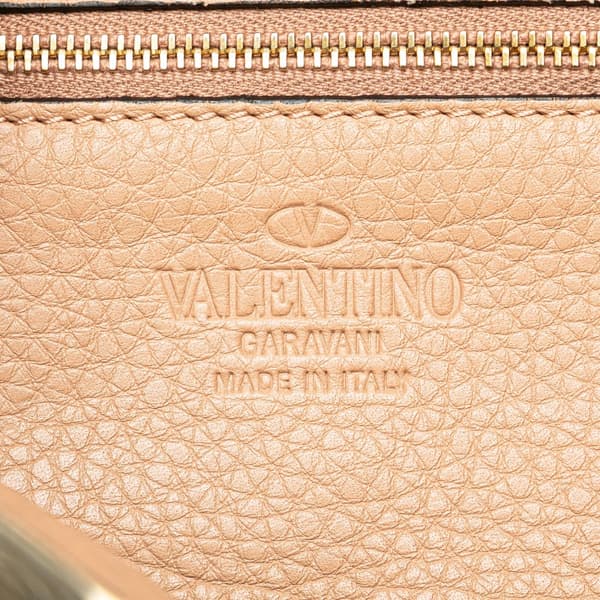 Pre-owned Valentino Mini Grainy Calfskin Rockstud Satchel Brown