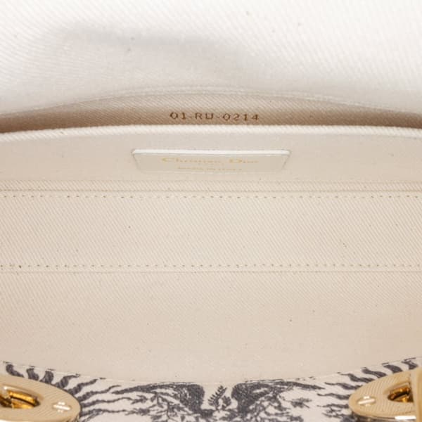 Pre-owned Dior Small Denim Toile de Jouy Soleil Lady D Joy White