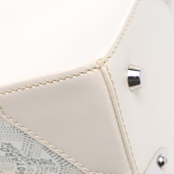 Pre-owned Goyard Goyardine Saigon Structured PM White
