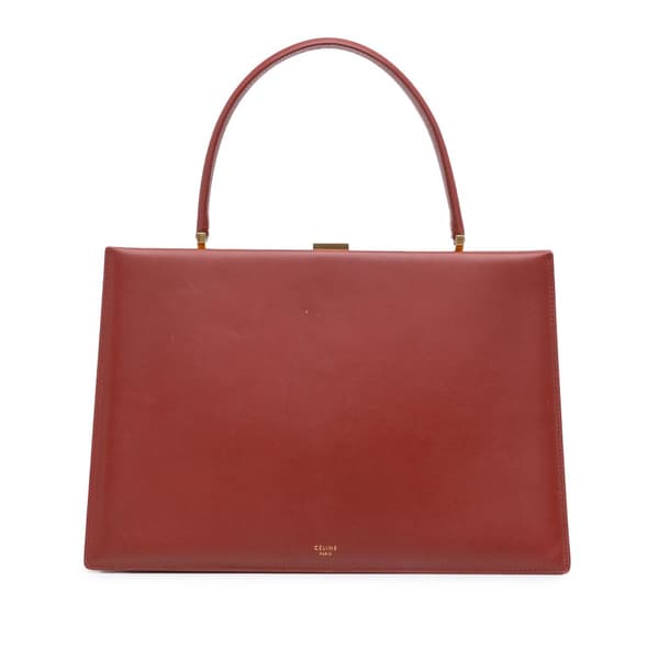Pre-owned Celine Medium Calfskin Clasp Handbag Red