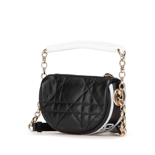Pre-owned Dior Micro Lambskin Cannage Dior Vibe Satchel Black