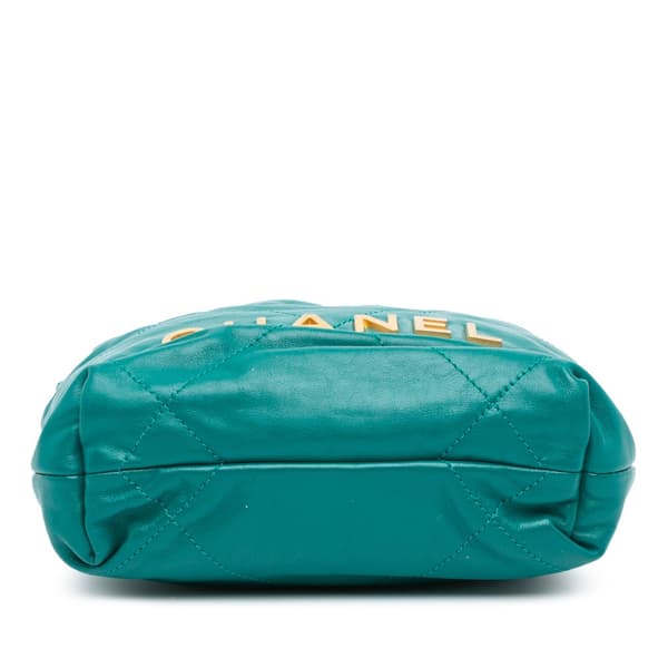 Pre-owned Chanel Mini Shiny Calfskin 22 Handbag Green