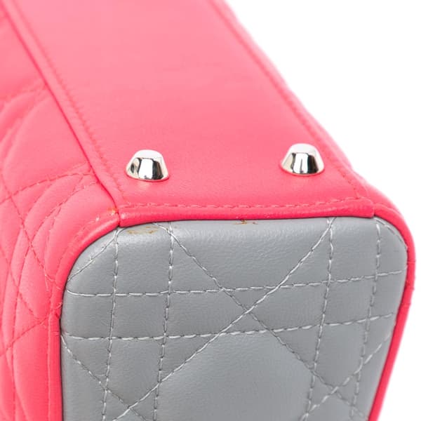 Pre-owned Dior Mini Tricolor Lambskin Cannage Lady Dior Pink
