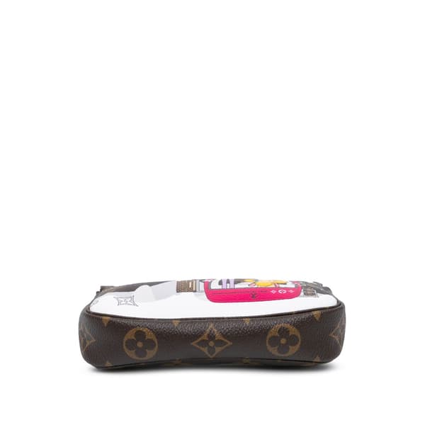 Pre-owned Louis Vuitton Monogram Christmas Animation Mini Courchevel Pochette Accessories Brown