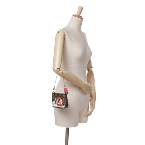 Pre-owned Louis Vuitton Monogram Christmas Animation Mini Courchevel Pochette Accessories Brown