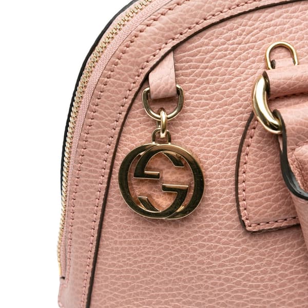 Pre-owned Gucci Small Dollar Calfskin GG Charm Dome Satchel Pink