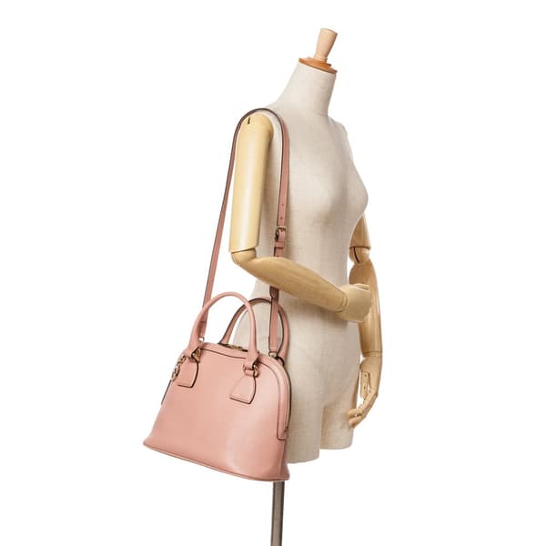 Pre-owned Gucci Small Dollar Calfskin GG Charm Dome Satchel Pink